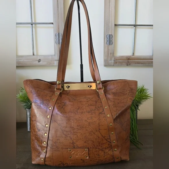 Patricia Nash Benvenuto European Map Tote  100% Full Grain Leather - Picture 9 of 15